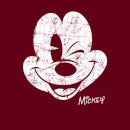 Disney Mickey Mouse Worn Face Hoodie - Burgundy