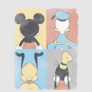 Disney Donald Duck Mickey Mouse Pluto Goofy Tiles Hoodie - Grey