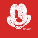 Mickey Mouse Worn Face Men's T-Shirt - Red