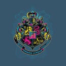 Harry Potter Hogwarts Neon Crest Men's T-Shirt - Navy Acid Wash