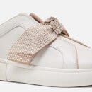 Kate Spade New York Lexi Pavé Embellished Bow Leather Trainers - UK 3