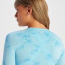 T-shirt cropped a maniche lunghe senza cuciture MP Shape da donna - Blu tie-dye - XS