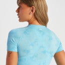 Naisten lyhyt saumaton lyhythihainen MP Shape -t-paita – solmuvärjätty sininen - XS