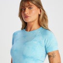 Naisten lyhyt saumaton lyhythihainen MP Shape -t-paita – solmuvärjätty sininen - XS