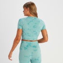 Naisten lyhyt saumaton lyhythihainen MP Shape -t-paita – solmuvärjätty aamuruskon sininen - XS