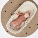 The Little Green Sheep Natural Quilted Moses Basket, Mattress + Rocking Stand - Linen Rice