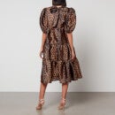 CRAS Lili Leopard-Print Satin Midi Dress