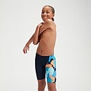 Digital All-Over-Schwimmhose mit V-Schnitt für Jungen Marineblau/Blau