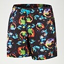 Boys' Digital Printed 15" Swim Shorts Black/Blue