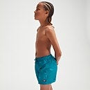 Bedruckte Schwimmshorts 33 cm für Jungen Blau/Türkis