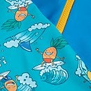 Camiseta de neopreno estampada de manga larga para niño pequeño, azul/amarillo