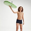 Bañador tipo bóxer con estampado en plastisol para niño, azul marino/verde