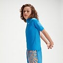 Camiseta de neopreno estampada de manga corta para niño, azul/blanco