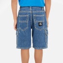 Calvin Klein Boys' Denim Cotton-Blend Cargo Utility Shorts