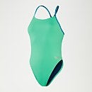 Bañador de entrenamiento con espalda cruzada para mujer, verde/azul agua
