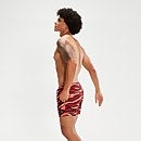 Bañador corto Leisure de 36 cm estampado para hombre, rojo oscuro/naranja