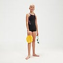 Leaderback Schwimmanzug für Mädchen Schwarz/Flieder