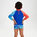 Camiseta infantil de neopreno estampada de manga larga para niño, coral/azul