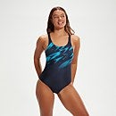 Bañador HyperBoom Muscleback con estampado para mujer, azul marino/azul