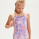 Muscleback Badeanzug mit dünnen Trägern für Mädchen Flieder/Weiß