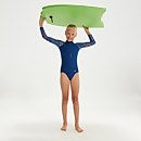 Langärmeliger Badeanzug für Mädchen Blau/Flieder
