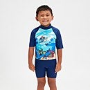 Schwimmlern-Sonnenschutz-Top und Shorts für Jungen im Kleinkindalter Blau