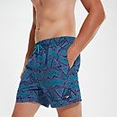 Men's Printed Leisure 16" Swim Shorts Aqua/Lilac