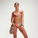 Bedruckter, verstellbarer Bikini mit dünnen Trägern für Damen Weinrot/Koralle