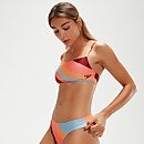Women's Printed Adjustable Thinstrap Bikini Oxblood/Coral