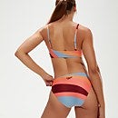 Bikini con tirantes finos ajustables y estampado para mujer, rojo oscuro/coral