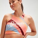 Bikini de voleibol con estampado y logotipo para mujer, lila/coral