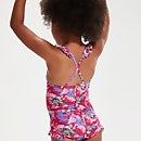 Schwimmlern-Rüschen-Badeanzug mit dünnen Trägern für Mädchen im Kleinkindalter Pink
