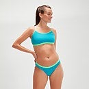 Braguita de entrenamiento con cintura lisa para mujer, azul agua/verde