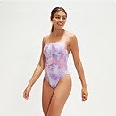 Women's Printed Adjustable Thinstrap Swimsuit Lilac/Coral