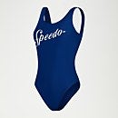 Bañador con logotipo y espalda escotada en U para mujer, azul