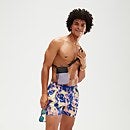 Men's Digital Printed Leisure 14" Swim Shorts Blue/Lilac