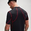 Camiseta de neopreno técnica de manga corta para hombre, negro/rojo