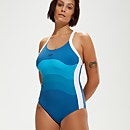 Women's Shaping Printed Entwine Swimsuit Blue/White