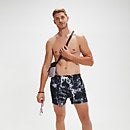 Men's Digital Printed Leisure 14" Swim Shorts Black/White