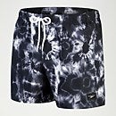 Men's Digital Printed Leisure 14" Swim Shorts Black/White