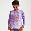 Camiseta de neopreno de manga larga para niña, lila/blanco