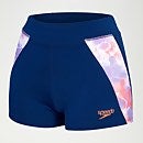 Women's Printed Panel Shorts Blue/Coral