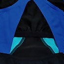 Bañador de espalda cruzada y cuello alto con diseño colour-block para mujer, negro/azul