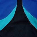 Farbblock Highneck Kreuzrücken-Badeanzug für Damen Schwarz/Blau