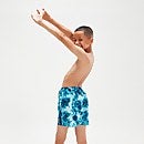 Bañador corto estampado de 33 cm para niño, azul/azul agua