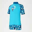 Conjunto infantil con camiseta de neopreno estampada de manga corta para niño, azul