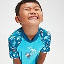 Infant Boy's Short Sleeve Printed Rash Top Set Blue
