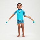 Conjunto infantil con camiseta de neopreno estampada de manga corta para niño, azul
