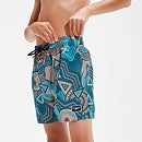 Boy's Printed 13" Swim Shorts Aqua/Orange