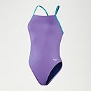 Bañador de entrenamiento con espalda multitirantes para mujer, lila/azul agua